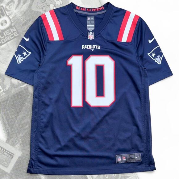 Blue Nike On Field NFL New England Patriots Mac Jones 10 Football Jersey - Picture 1 of 7